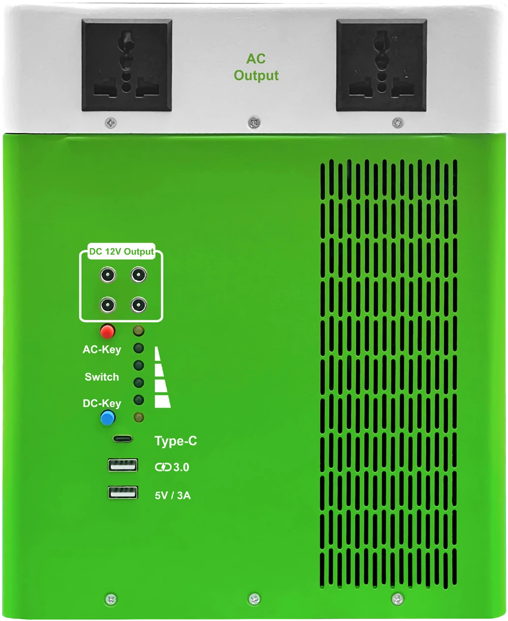 Alishine portable power station with connectors and ventilation openings on its enclosure